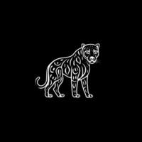 leopardo - Preto e branco isolado ícone - vetor ilustração