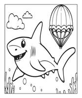 ai gerado imprimível Tubarão coloração página para crianças vetor