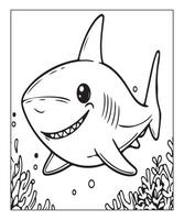 ai gerado imprimível Tubarão coloração página para crianças vetor