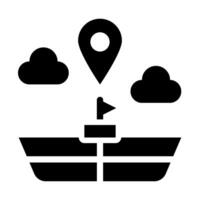 Navegando barco do Tour e viagem glifo ícone conjuntos vetor