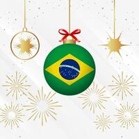 Natal bola enfeites Brasil bandeira celebração vetor