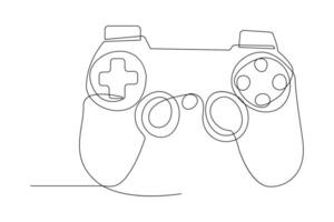 contínuo 1 linha desenhando do jogos grudar. controle de video game jogos controlador. esboço vetor ilustração.