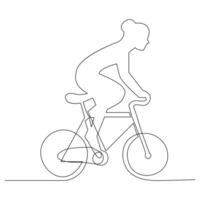 contínuo 1 linha bicicleta esboço em uma branco fundo vetor arte ilustração