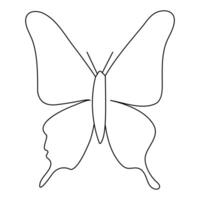 contínuo 1 linha borboleta esboço vetor isolado em branco fundo. vetor ilustração