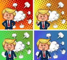 Presidente dos EUA Trump com quatro emoções diferentes