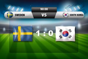Um placar Suécia VS Coréia do Sul