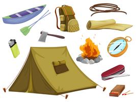 vários objetos de camping vetor