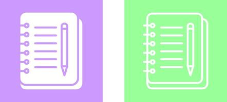 ícone de vetor de caderno e caneta