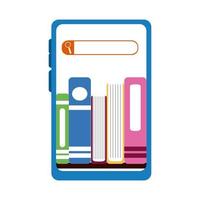 smartphone e-books web ícone de estilo plano de educação doméstica vetor