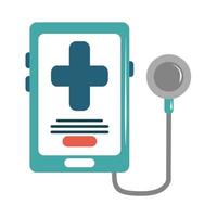 ícone de estilo plano médico on-line smartphone diagnóstico cuidados médicos vetor