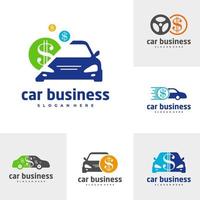 conjunto de modelo de vetor de logotipo de dinheiro de carro, conceitos de design de logotipo de carro criativo