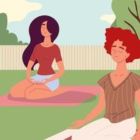 mulheres fazendo meditação vetor