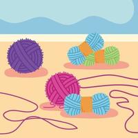 lã tricotada de fios coloridos vetor