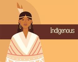 mulher indígena com pena vetor
