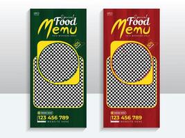 Comida cardápio lista acima bandeira modelo para restaurante ou Comida o negócio vetor