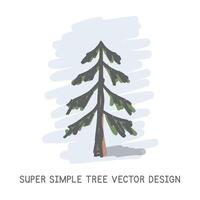 super simples árvore desenhado à mão rabisco estilo vetor Projeto. natureza elementos conceito. fofa pinho árvore rápido simples desenhando em uma luz azul esboço fundo