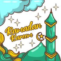 Ramadã kareem com desenho animado islâmico ilustração enfeite vetor