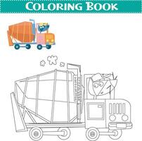 desenhado à mão coloração livro para crianças' carros e veículos vetor