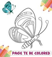 desenho de borboleta para colorir ilustração colorida vetor