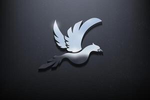 pássaro 3d logotipo projeto, brilhante brincar logotipo com texturizado muro. realista vetor, vetor ilustração