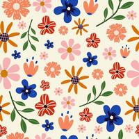 floral desatado padronizar dentro rabisco estilo. criativo floral textura. Primavera diferente flores em branco fundo. ótimo para tecido, têxtil vetor ilustração.