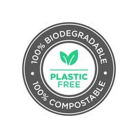 Livre de plástico. 100% ícone biodegradável e compostável. vetor