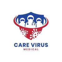 vírus Cuidado vírus proteção vírus cura médico equipe pandemia logotipo Projeto vetor modelo