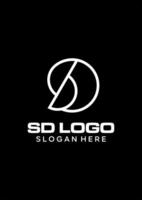inicial SD moderno linha vetor logotipo Projeto