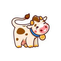 desenho animado vaca personagem com Sino, fofa Fazenda animal vetor