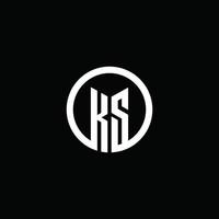 Logotipo do monograma ks isolado com um círculo giratório vetor