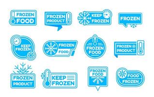 congeladas logotipo ícones, frio produtos rótulo e crachá vetor