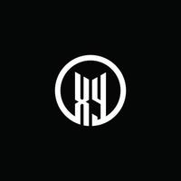 Logotipo do monograma xy isolado com um círculo giratório vetor