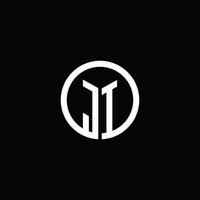 logotipo do monograma ji isolado com um círculo giratório vetor