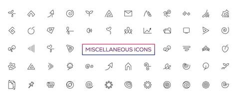 Diversos icones- fino linha rede ícone definir. esboço ícones coleção. simples vetor ilustração