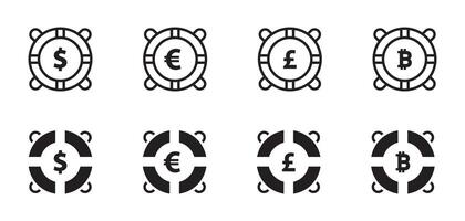 bóia salva-vidas ícone com dinheiro símbolos. financeiro segurança conceito. vetor ilustração.