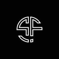 sf monograma logotipo círculo fita estilo esboço modelo de design vetor