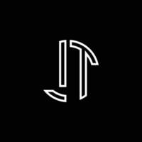 Modelo de design do contorno do estilo da fita do logotipo do monograma lt vetor