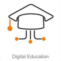 digital Educação e Aprendendo ícone conceito vetor