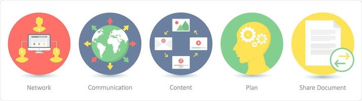 uma conjunto do 5 seo ícones Como rede, comunicação, conteúdo vetor
