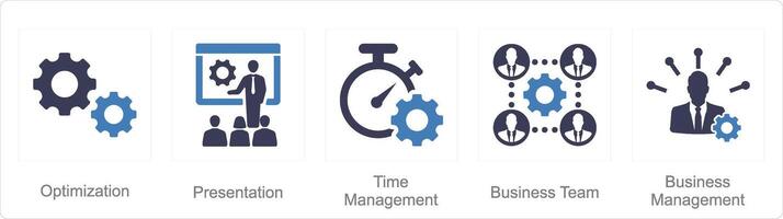 uma conjunto do 5 misturar ícones Como otimização, apresentação, Tempo gestão vetor