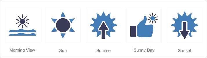 uma conjunto do 5 misturar ícones Como manhã visualizar, sol, nascer do sol vetor