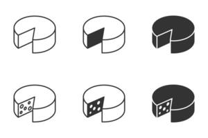 volta queijo roda ícone definir. vetor ilustração.