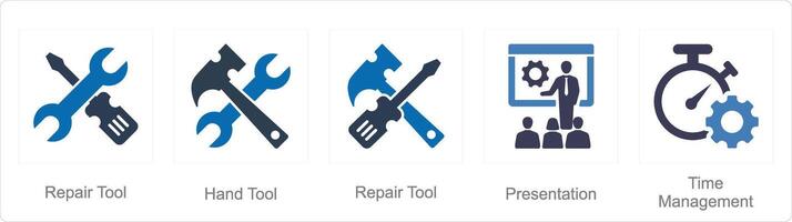 uma conjunto do 5 misturar ícones Como reparar ferramenta, mão ferramenta, reparar ferramenta vetor