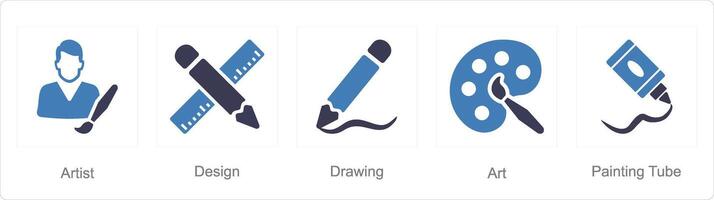 uma conjunto do 5 arte ícones Como artista, projeto, desenhando vetor