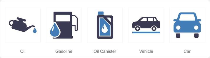 uma conjunto do 5 carro ícones Como óleo, Gasolina, óleo vasilha vetor
