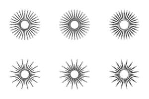 mão desenhado reluzente elemento definir. starburst radial listras. vetor ilustração.