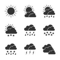 diferente clima condições ícones. clima ícones definir. vetor ilustrações.