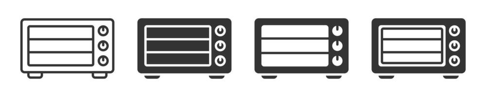 convecção forno ícone definir. elétrico grade. vetor ilustração.