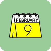 9º do fevereiro preenchidas amarelo ícone vetor