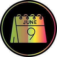 9º do Junho glifo vencimento cor ícone vetor
